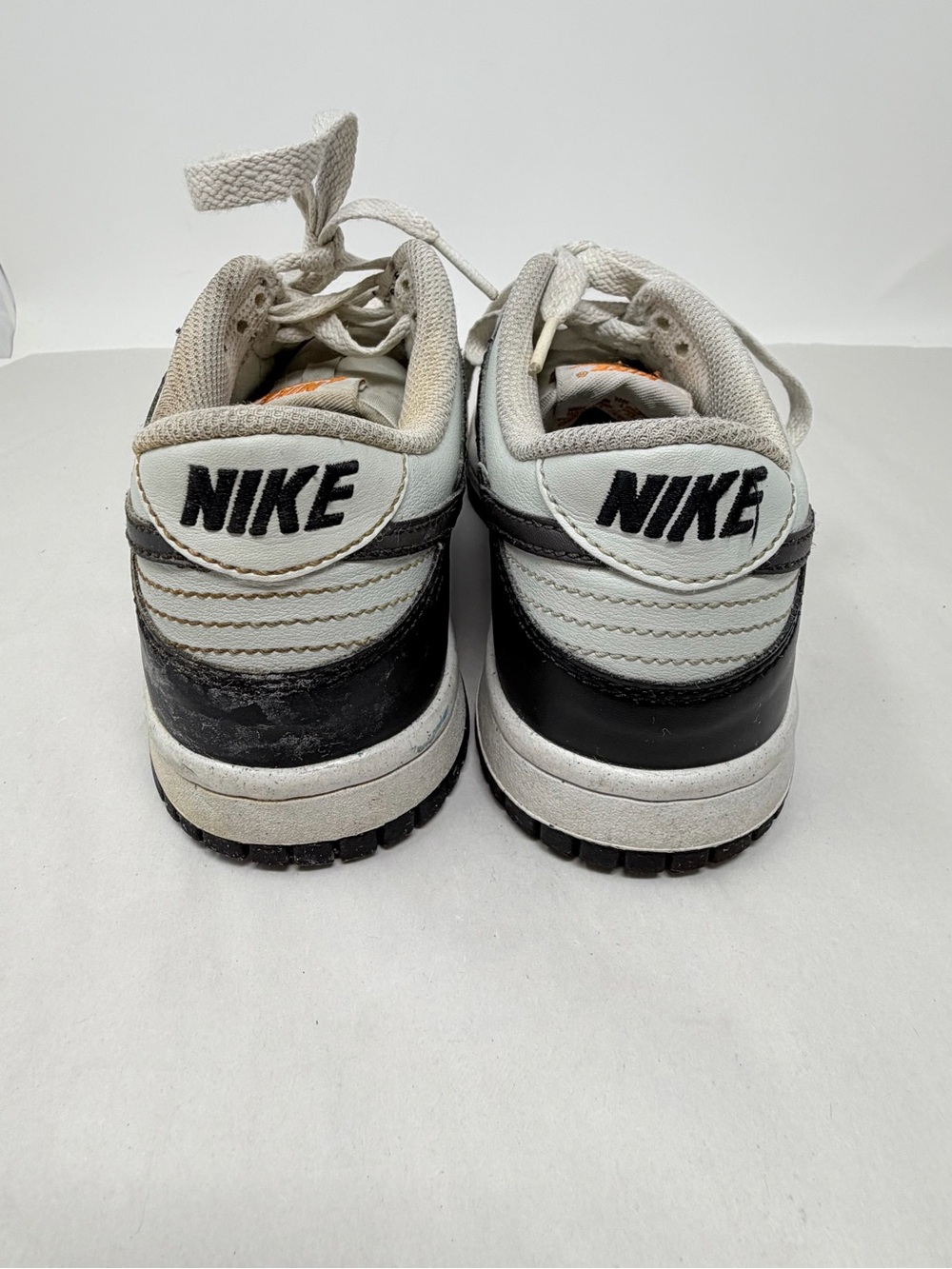 Size 4.5 Y Nike Dunk Low Black White Orange Swoosh Sneakers Y2K Skater - Picture 10 of 10